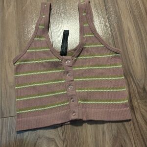 Striped Pink and Green Women's Crop Top